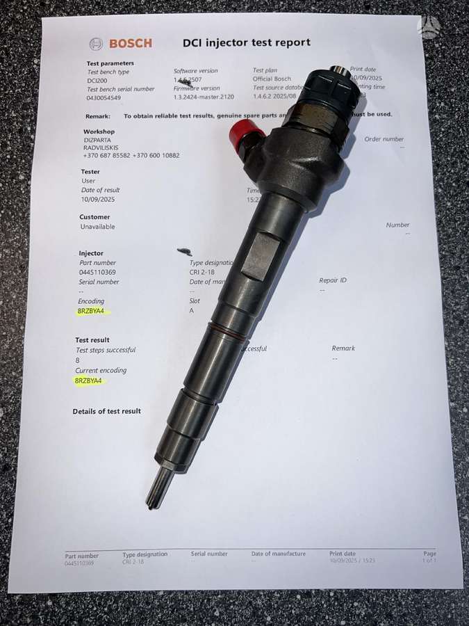 Volkswagen Golf, 0445110369, injection system