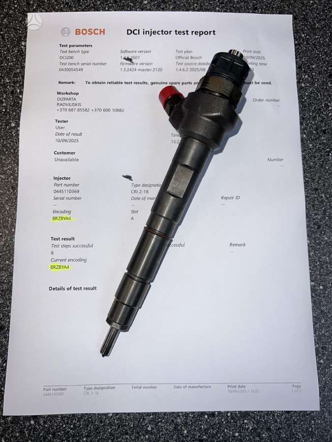 Volkswagen Passat, 0445110369, injection system