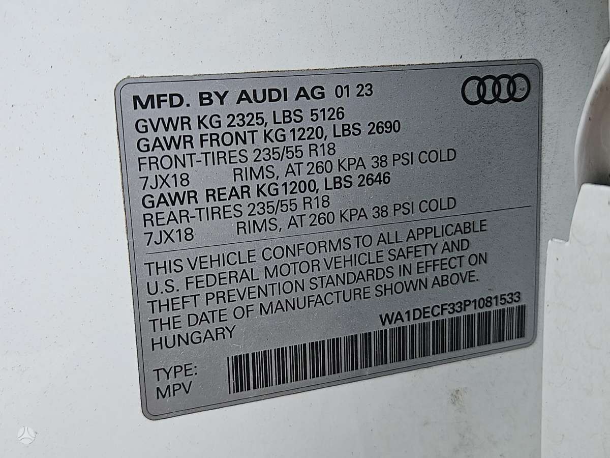 Audi Q3 Rida 38581 myliu engine code dsn dsna gearbox code uyg co