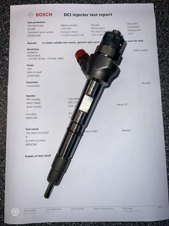 Audi A6, 0445110469, įpurškimo sistema