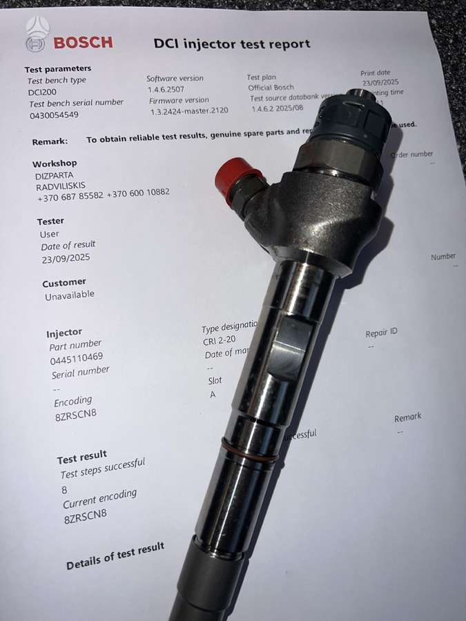 Audi A6, 0445110469, система впрыска