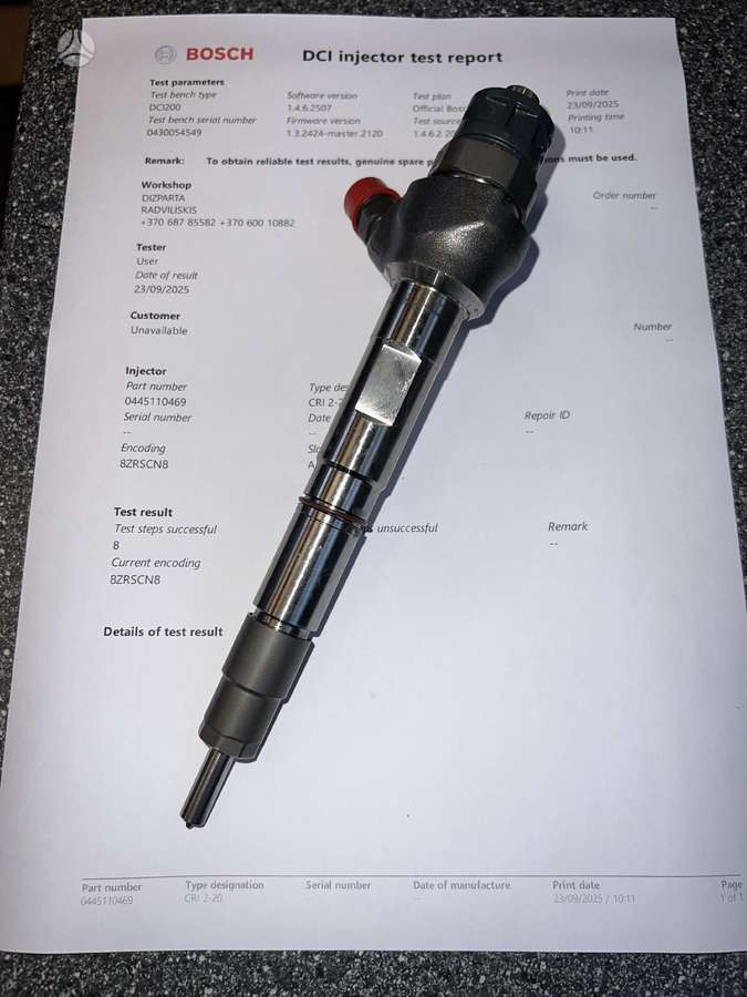 Audi Q5, 0445110469 PURKŠTUKAI, injection system