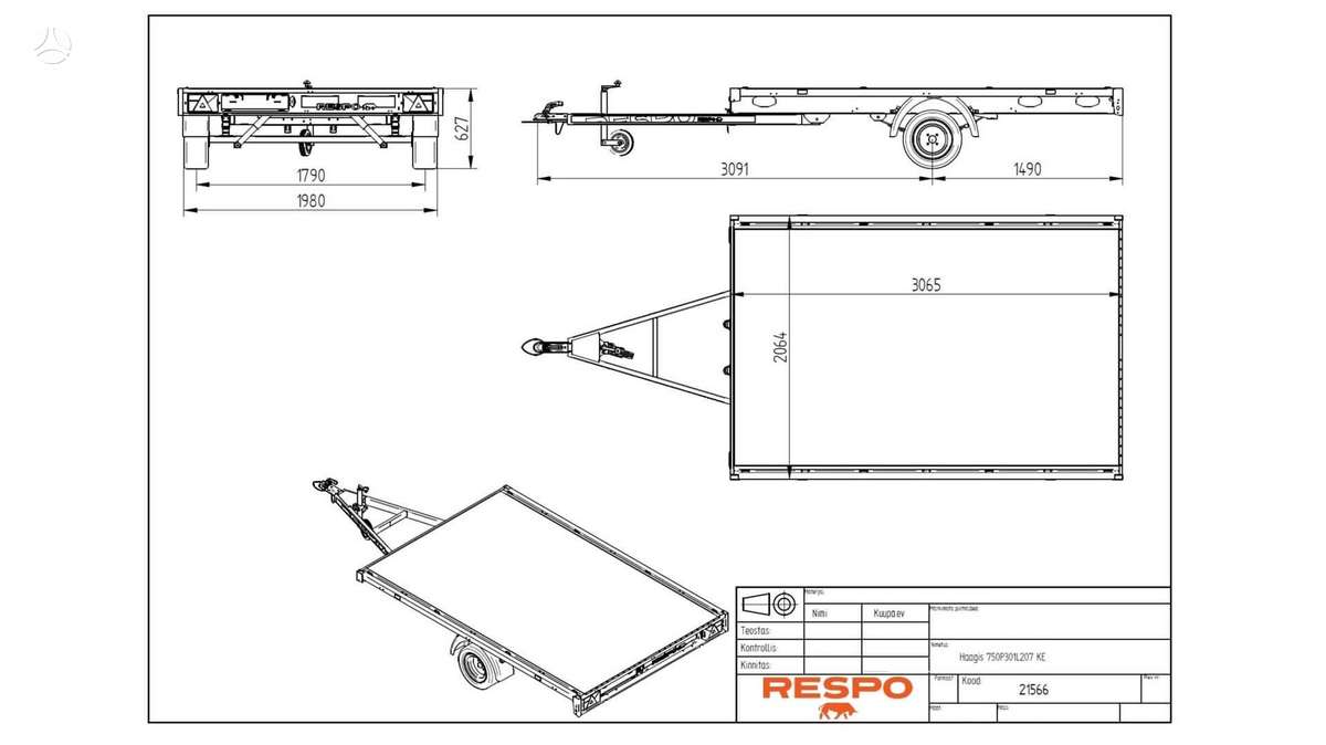 Respo 750P301L207 platforma, passenger car trailers