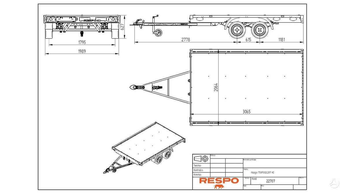 Respo 750P302L207 platforma NAUJA SIUNTA!, для легковых автомобилей