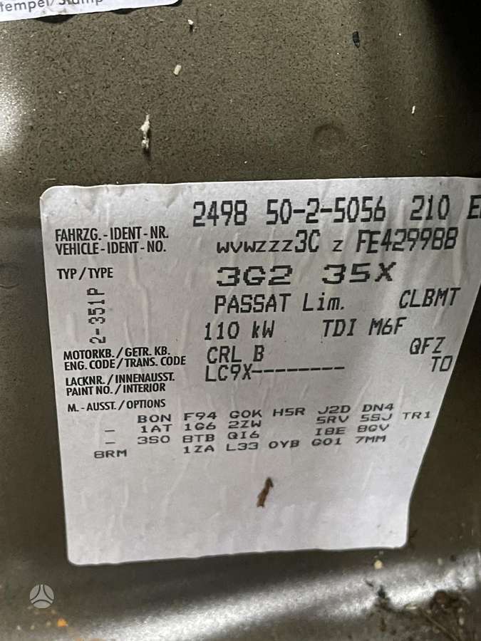 Volkswagen Passat rezerves daļās