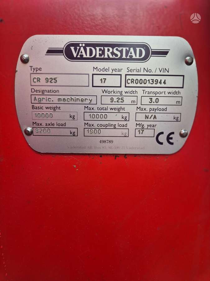 Vaderstad CR 925, скребки, скрубберы