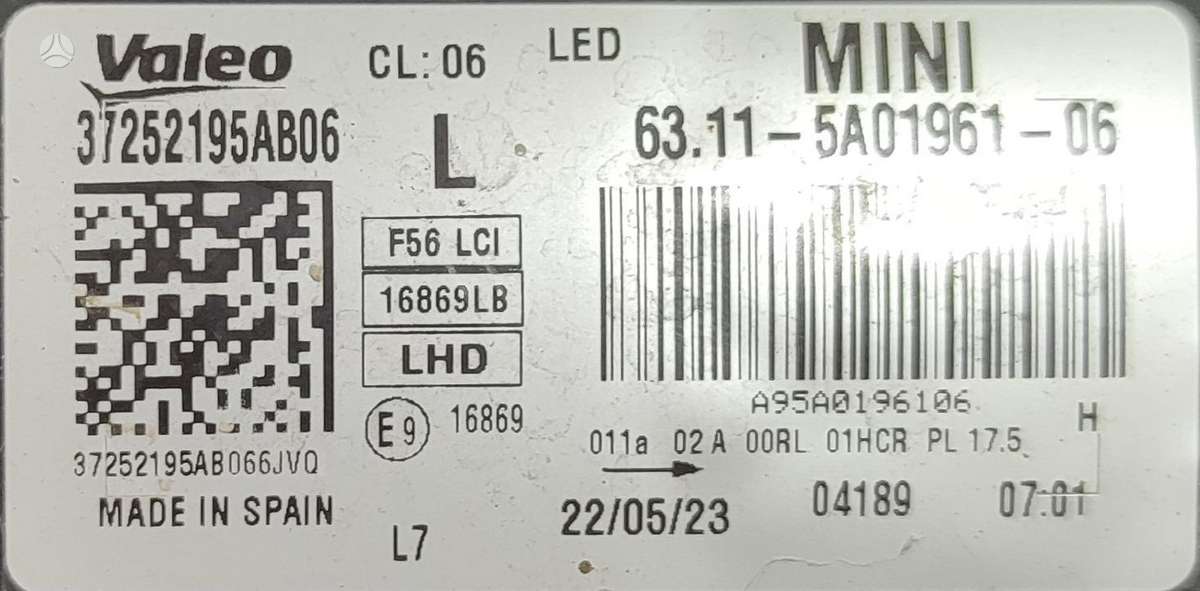 Mini Cooper, 5A07DB7  7433792 7300570 7300569  7435134, фары
