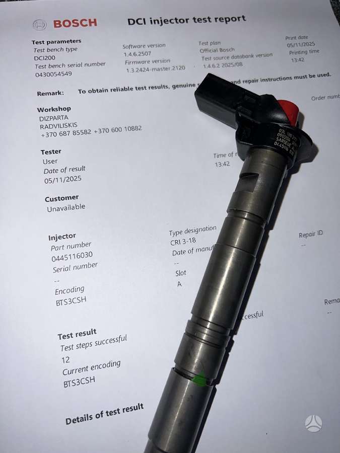 Audi A4, 0445116030 03L130277 PURKŠTUKAI, injection system