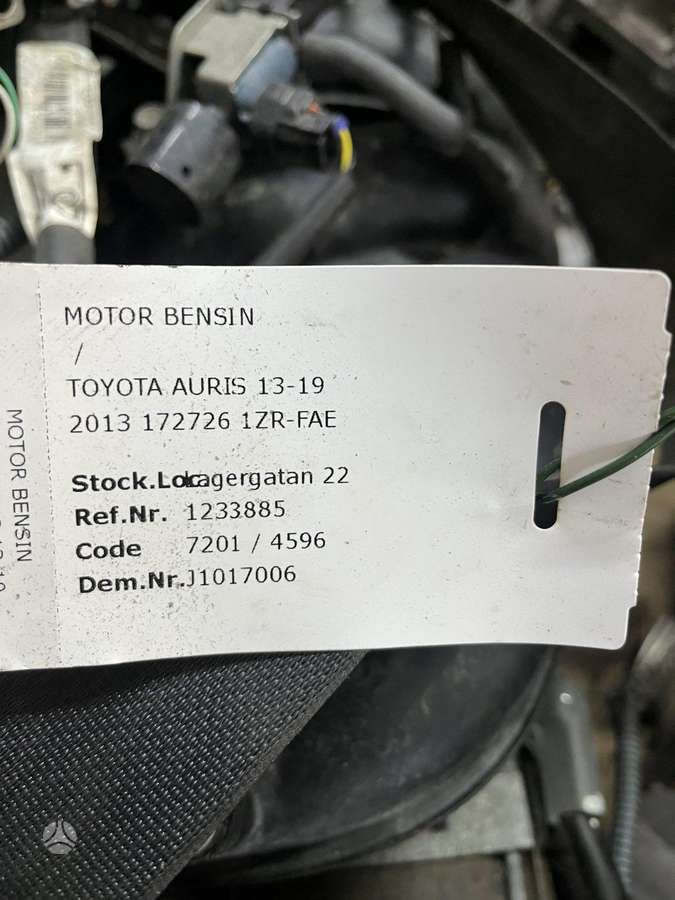 Toyota Auris 1zrfae variklio kodas
