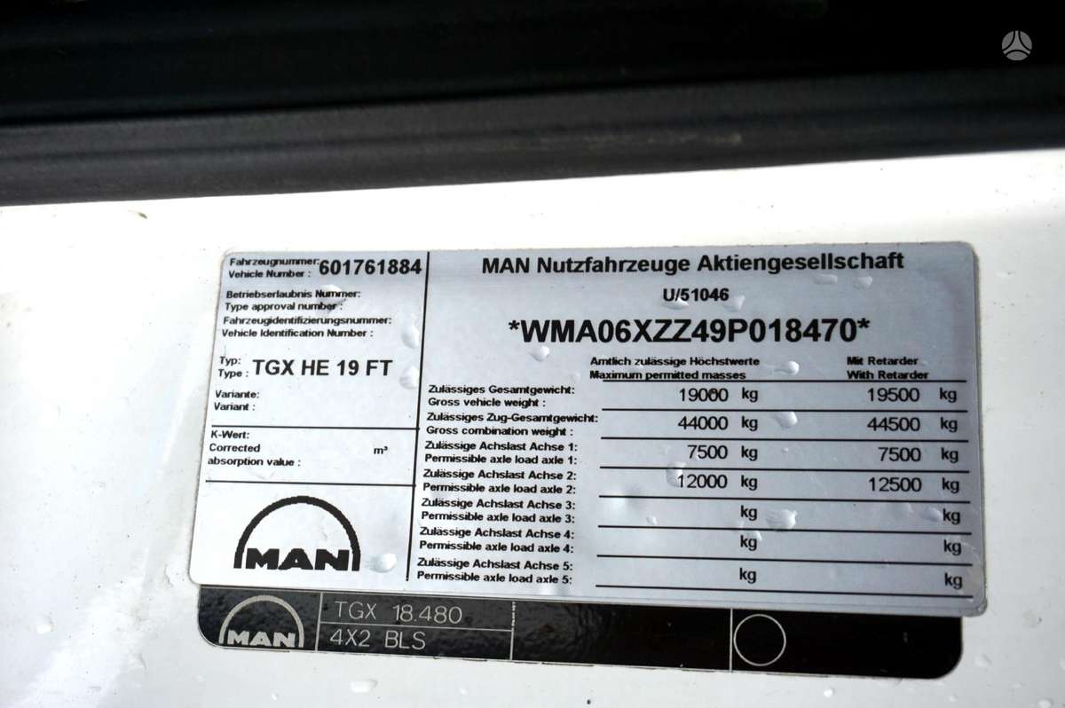 MAN TGX 18.480 E4 A/T RETARDER, double sleeper