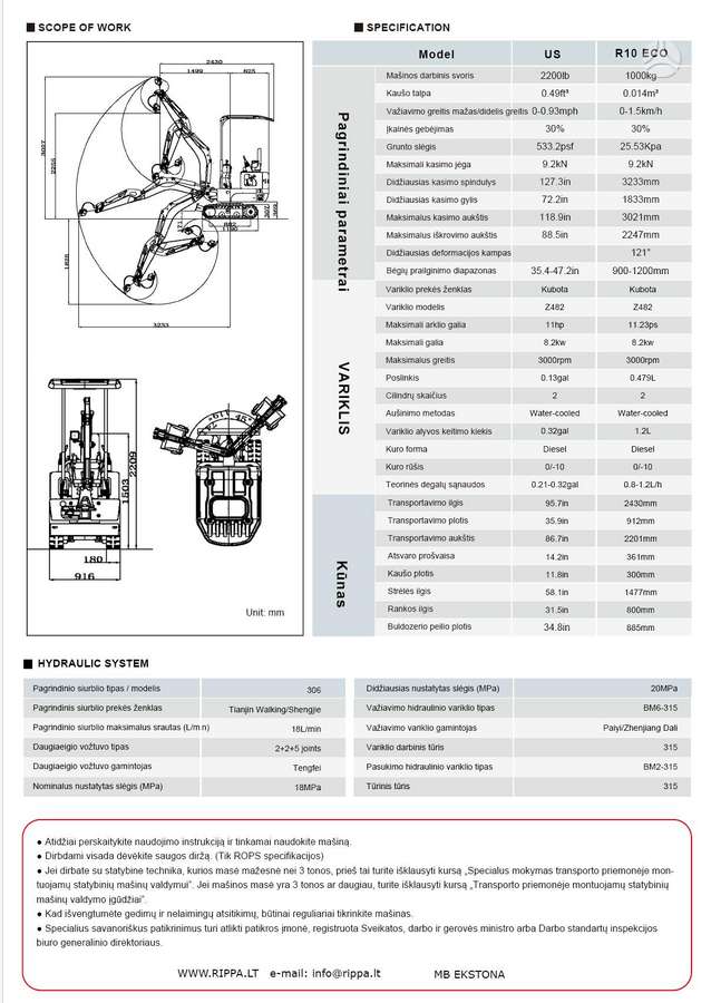 Rippa R10-6 Eco (Kubota), mini excavator