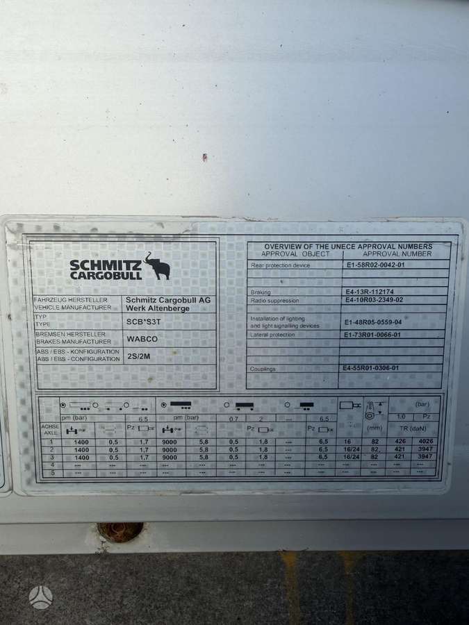 Schmitz Cargobull, užuolaidinės / tentinės