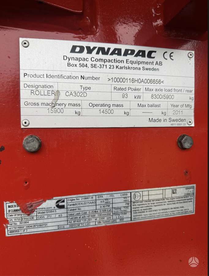 Dynapac CA 302D, veltņi / blietes