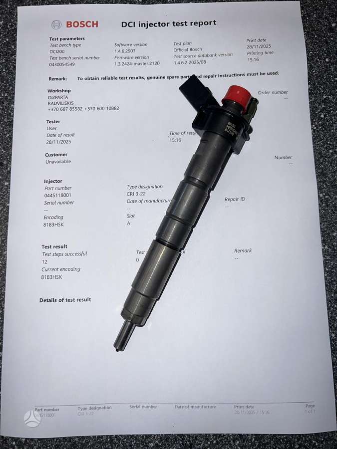BMW X5, 0445118001, engine parts