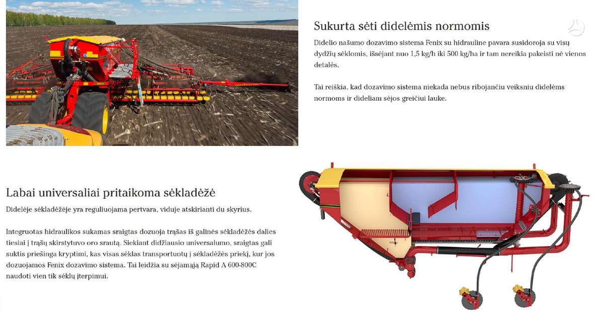 Vaderstad Rapid A 600 J RDA, sėjamosios, sodinamosios