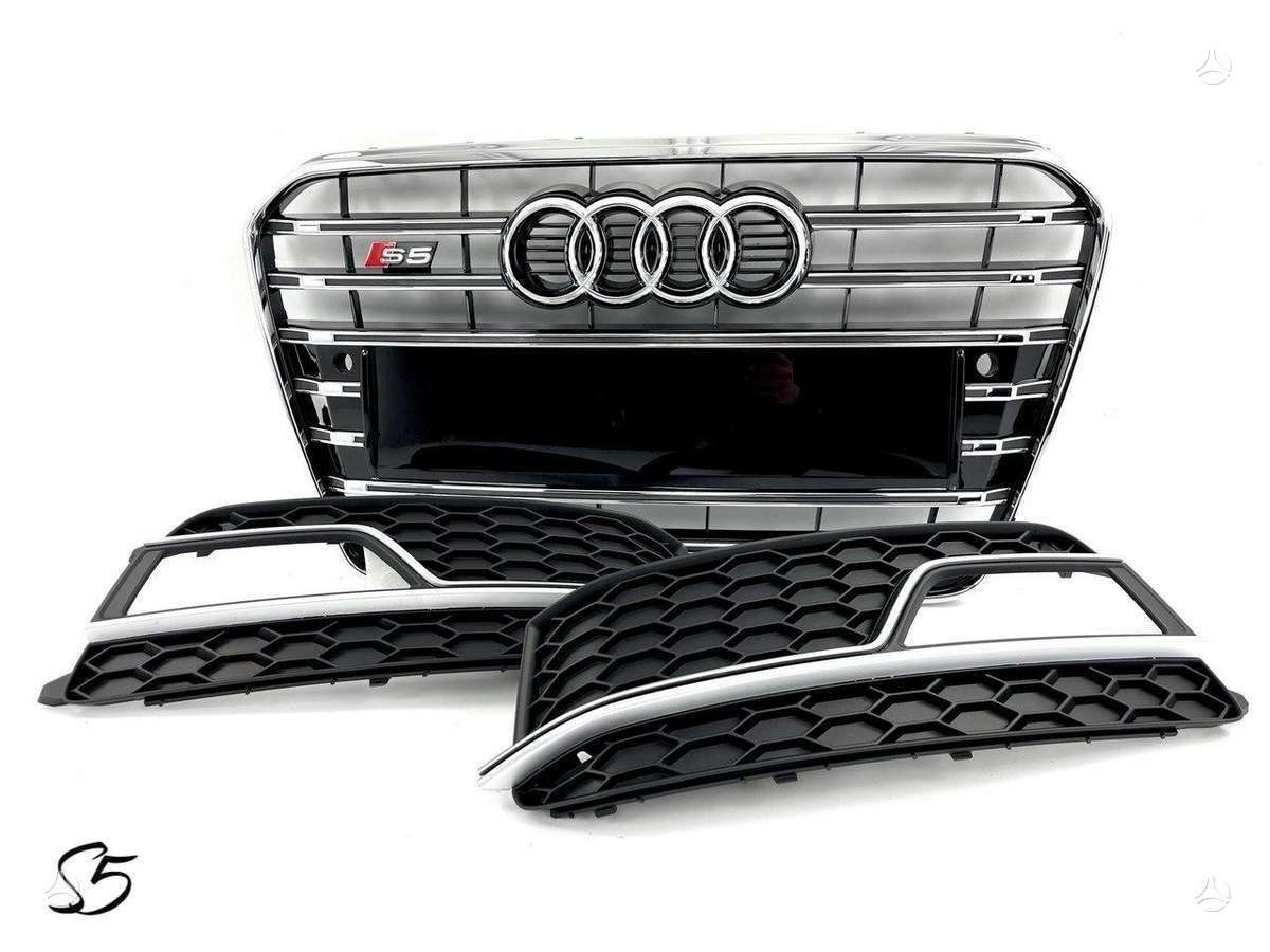 Audi A5, S5, S5 8t0 complete black chrome front bumper grille with sensor h