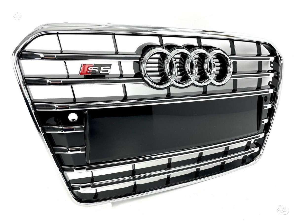 Audi A5, S5, S5 8t0 complete black chrome front bumper grille with sensor h