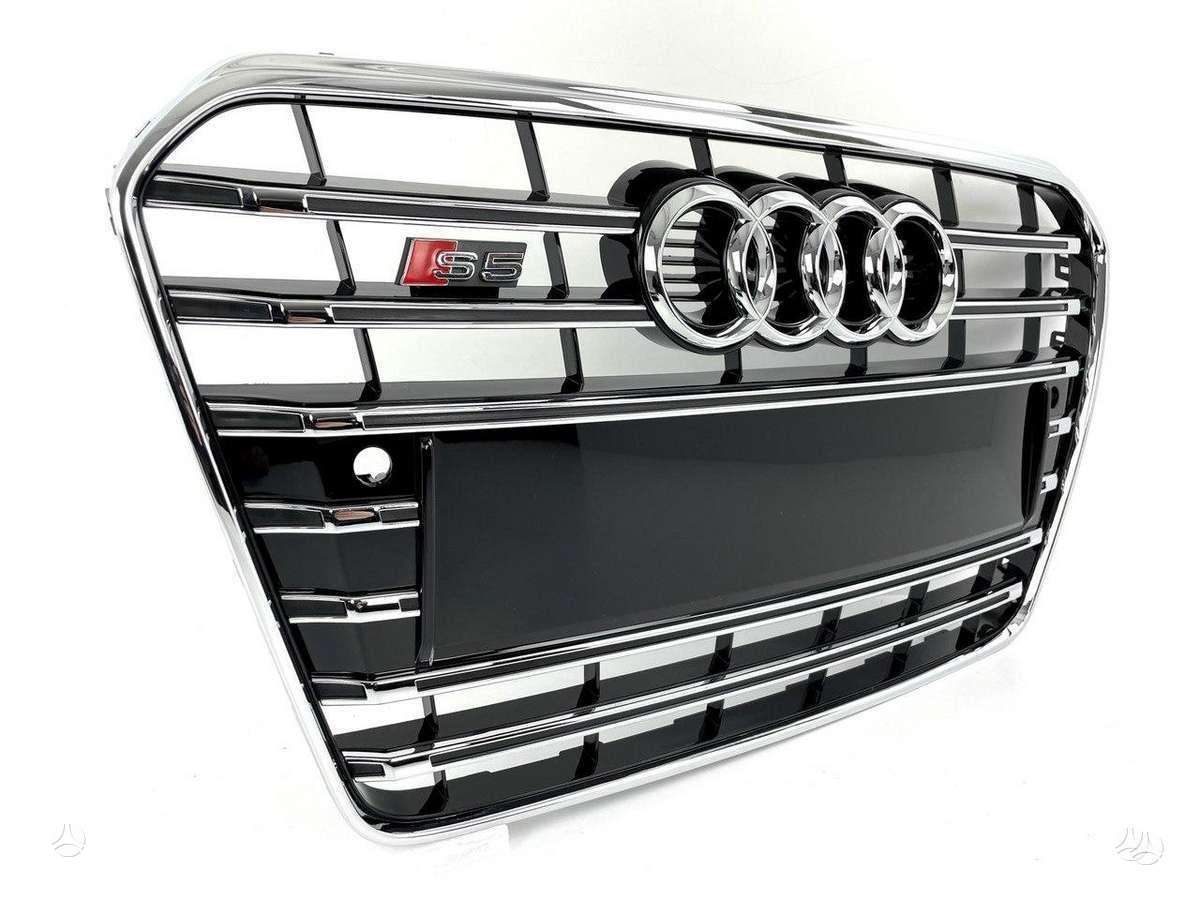 Audi A5, S5, S5 8t0 complete black chrome front bumper grille with sensor h