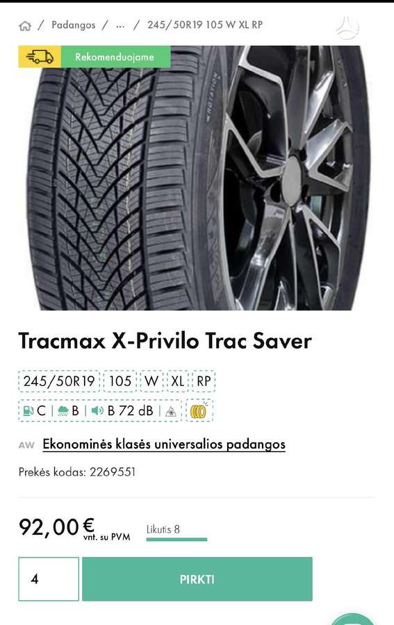 Tracmax X-Privilo Trac Saver, winter 245/50 R19