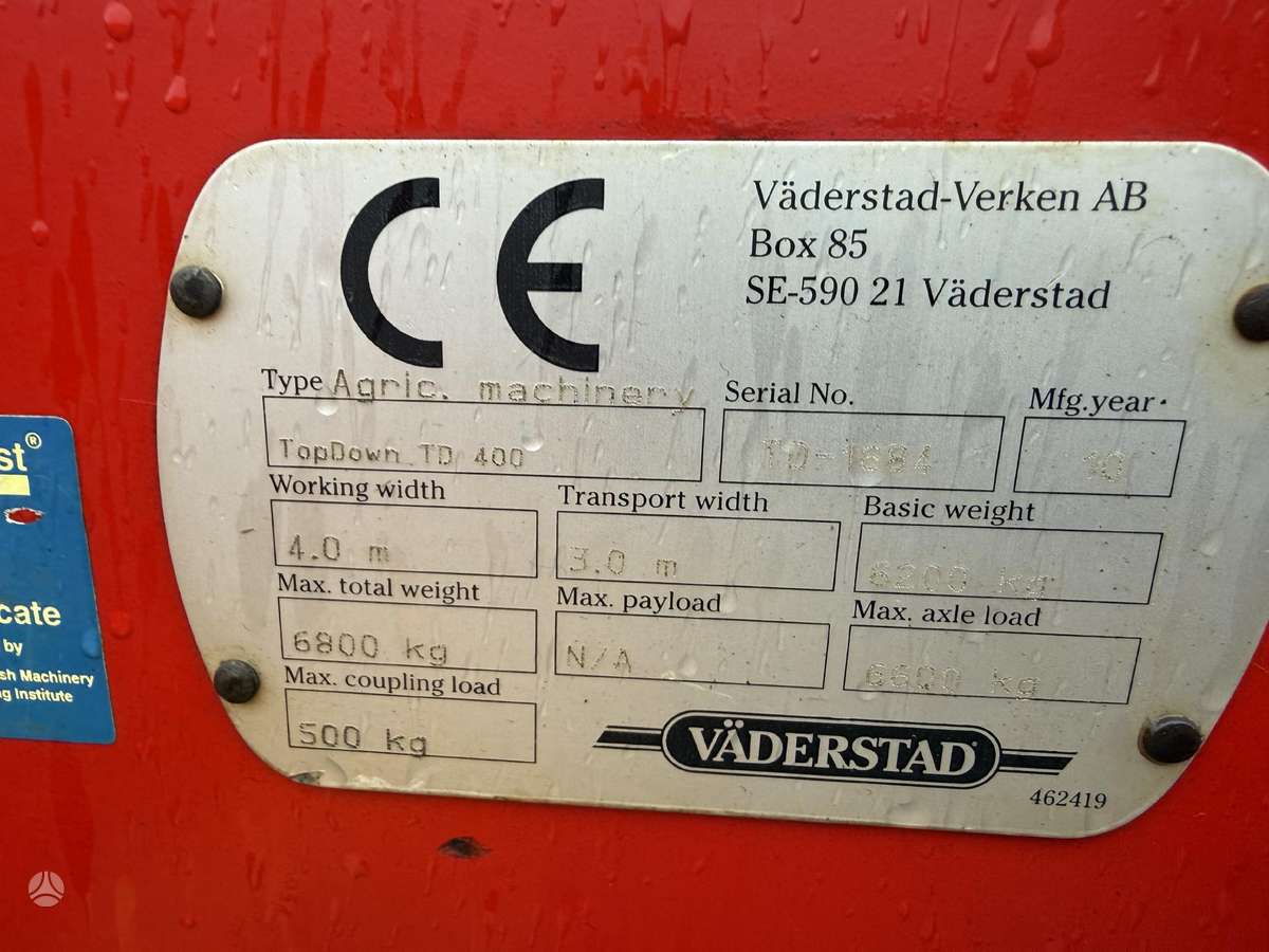 Vaderstad TopDown 400, scrapers, scrubbers