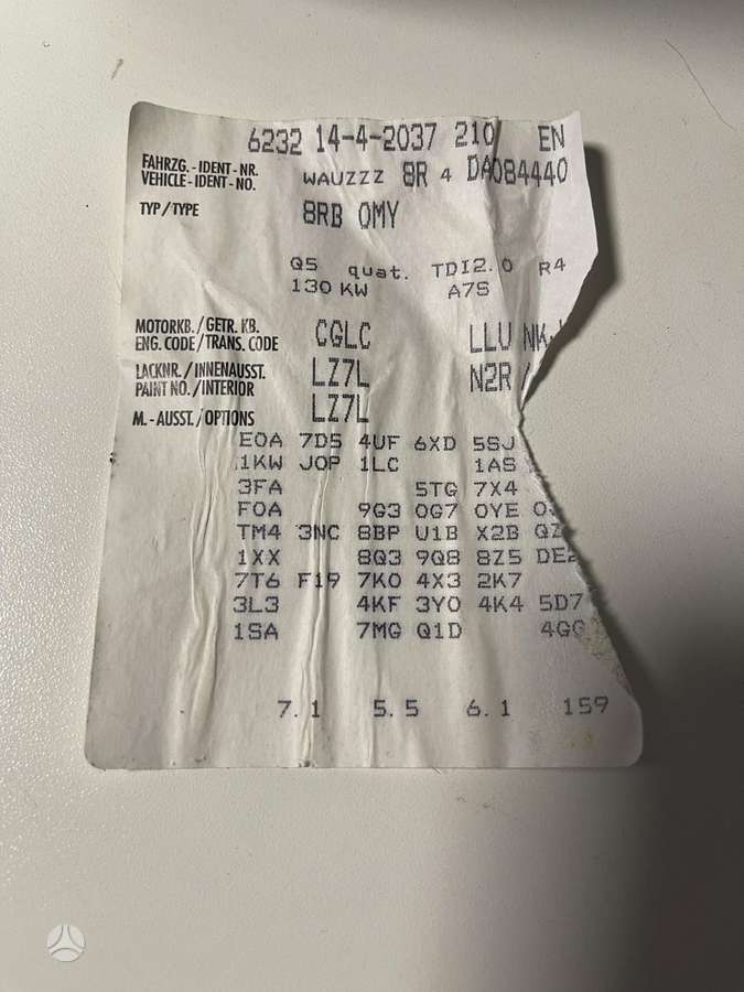 Audi Q5 dalimis. Detaliu pristatymas