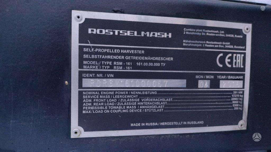 Rostselmash RSM 161, combine harvesters