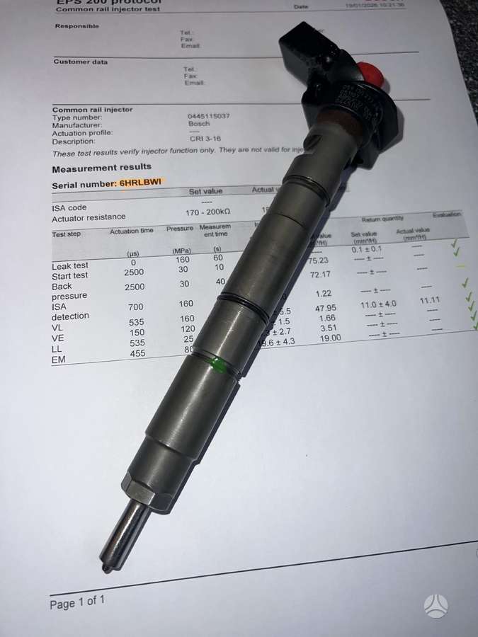 Volkswagen Touareg, 0445115037, injection system