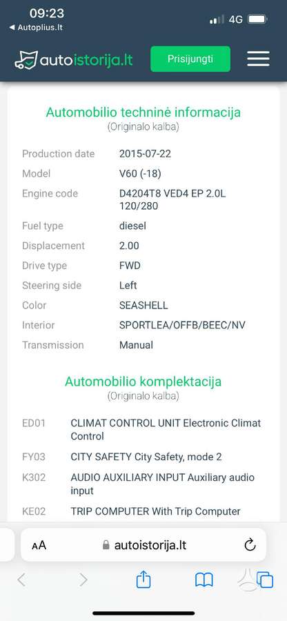 Volvo V60, 2.0 l., universalas
