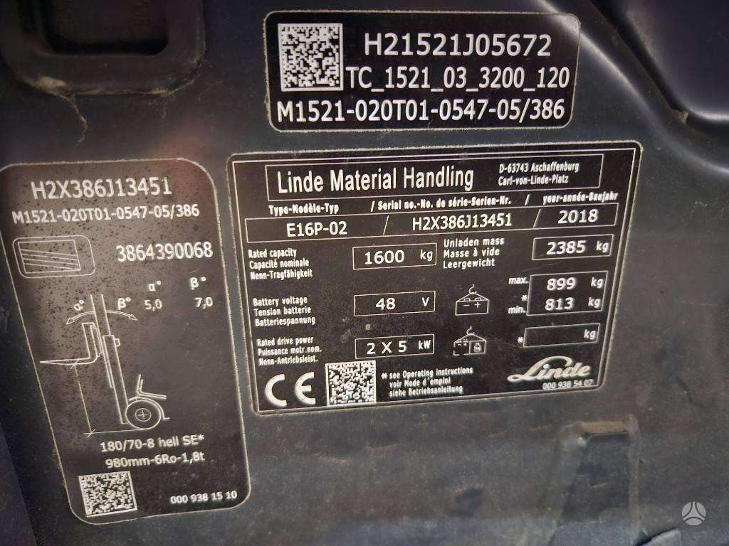 Linde E16P, forklifts