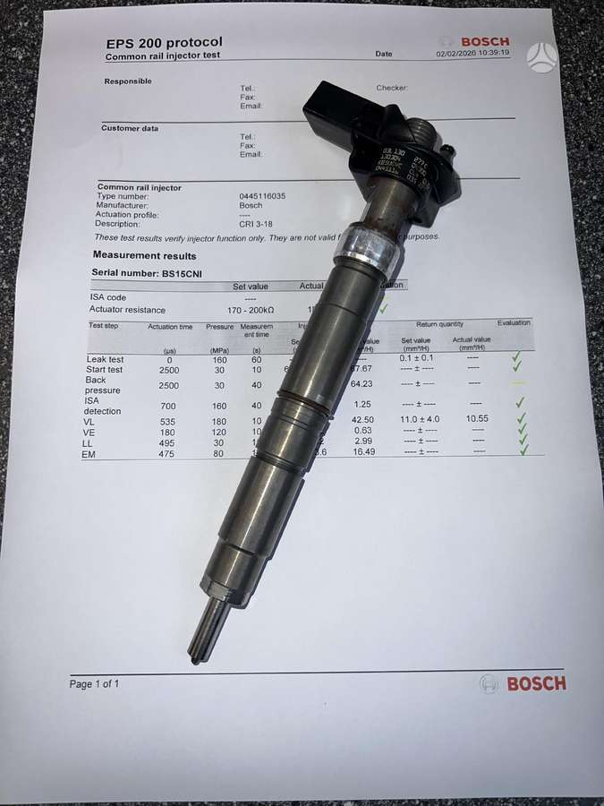 Volkswagen Transporter, 0445116035, injection system