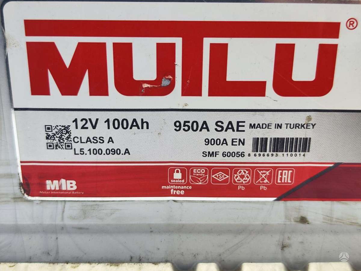 Akumuliatorius 100Ah MUTLU PATIKRINTAS