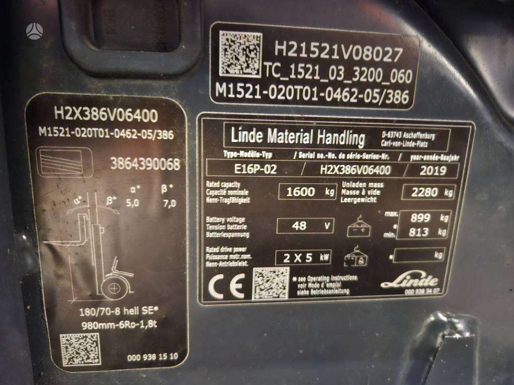 Linde E16P, dakšu iekrāvēji