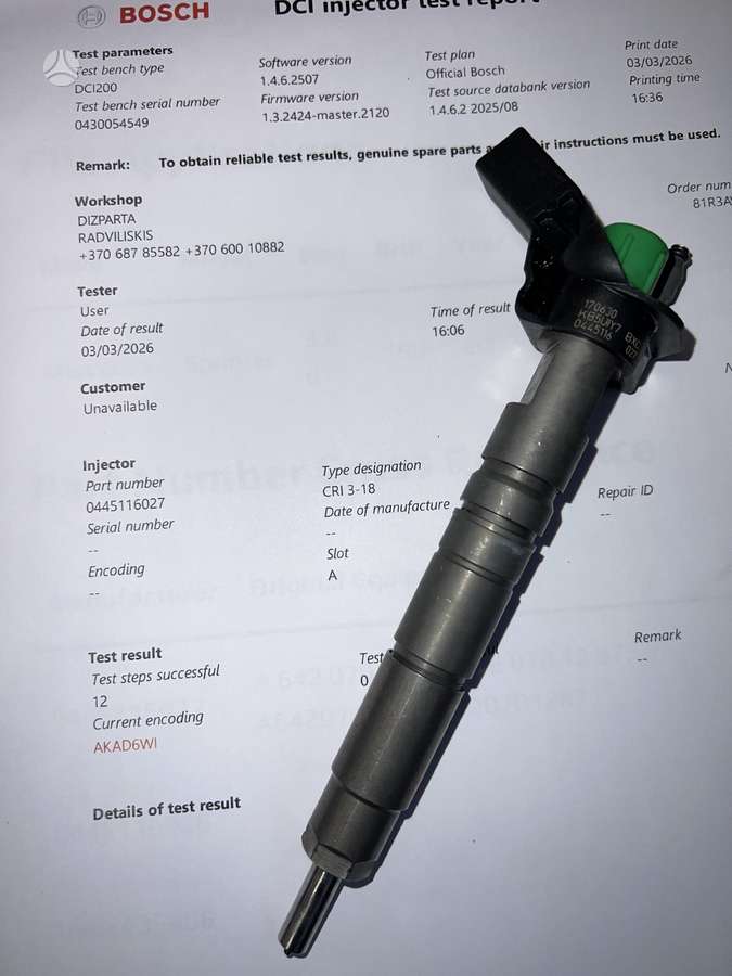 Mercedes-Benz Sprinter, 0445116028, injection system