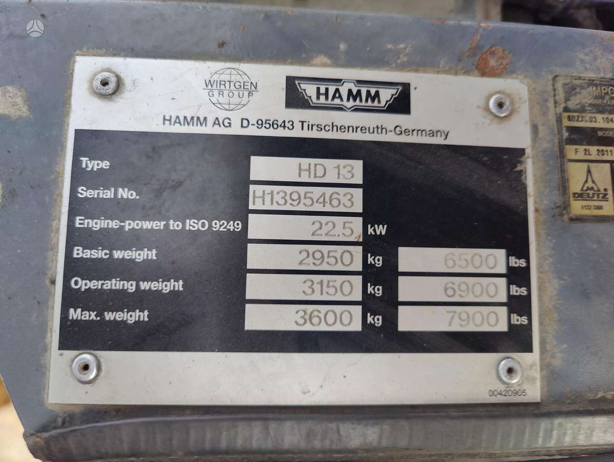 Hamm HD13, veltņi / blietes
