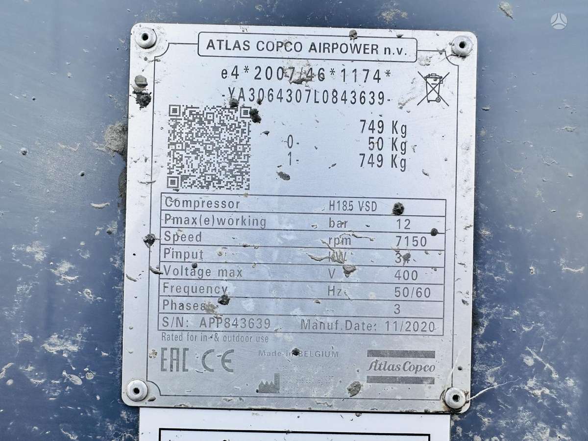 Atlas Copco H185 VSD, kompresoriai