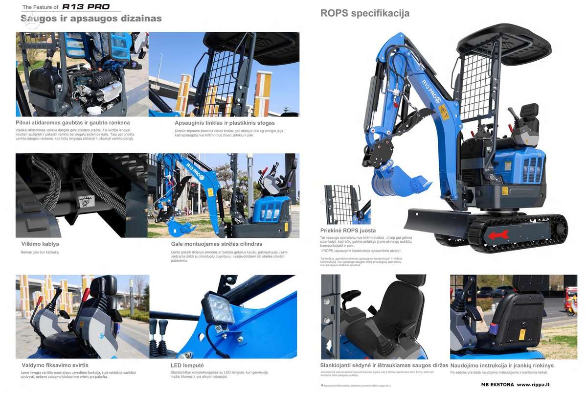 Rippa R13 Pro (Kubota), mini ekskavatoriai