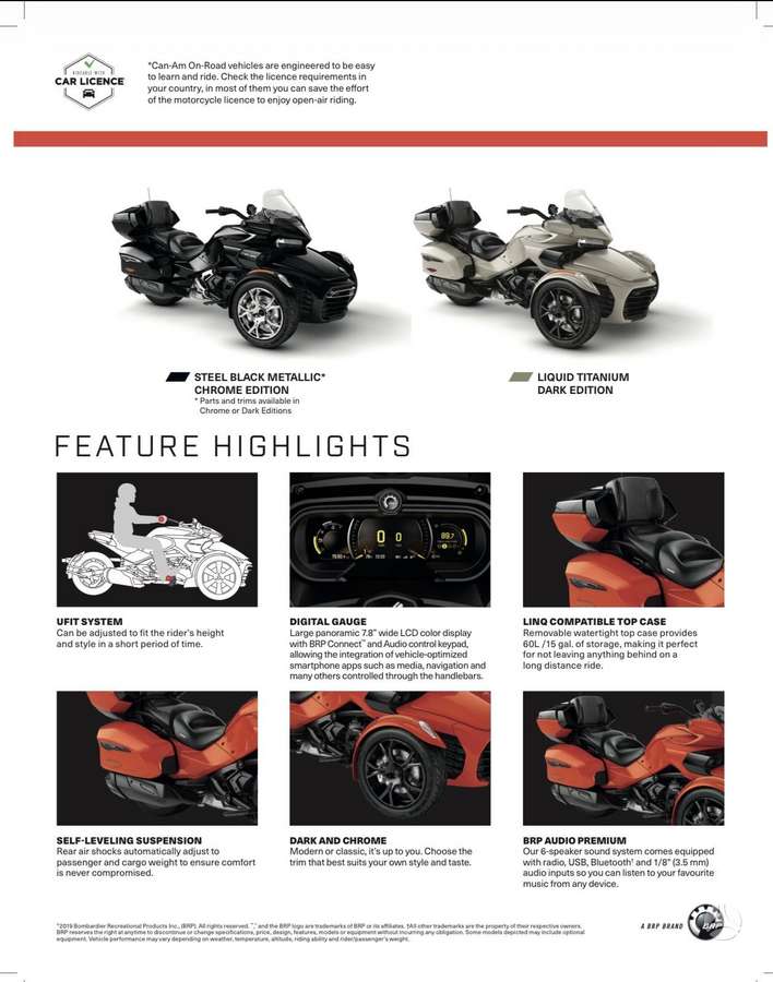 Can-Am Spyder 1330cc, trikes