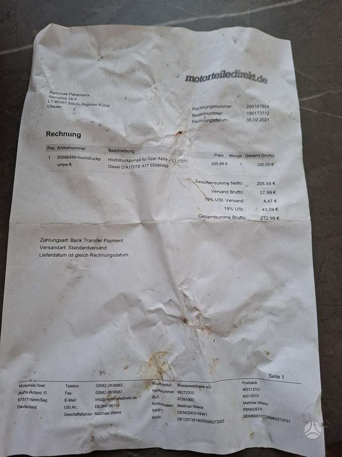 Opel Astra įpurškimo sistema
