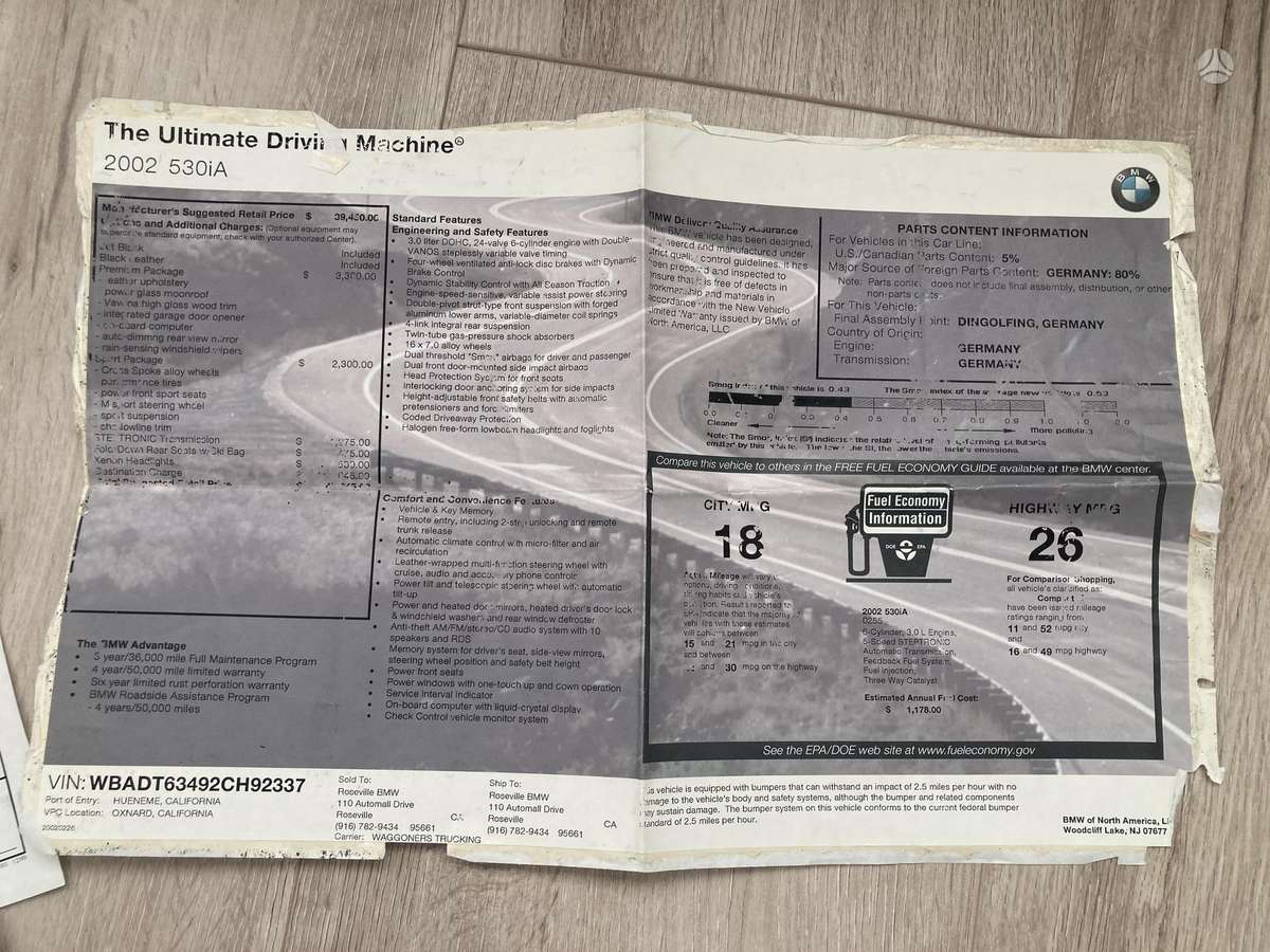 BMW 530, 3.0 l., Седан