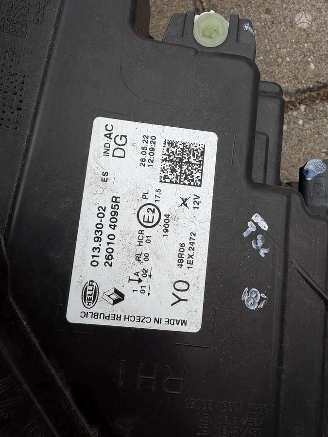Renault Captur, 26010 4095R, lights