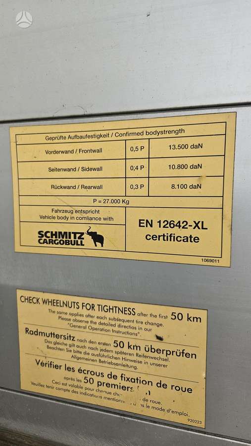 Schmitz CARGOBULL, užuolaidinės / tentinės