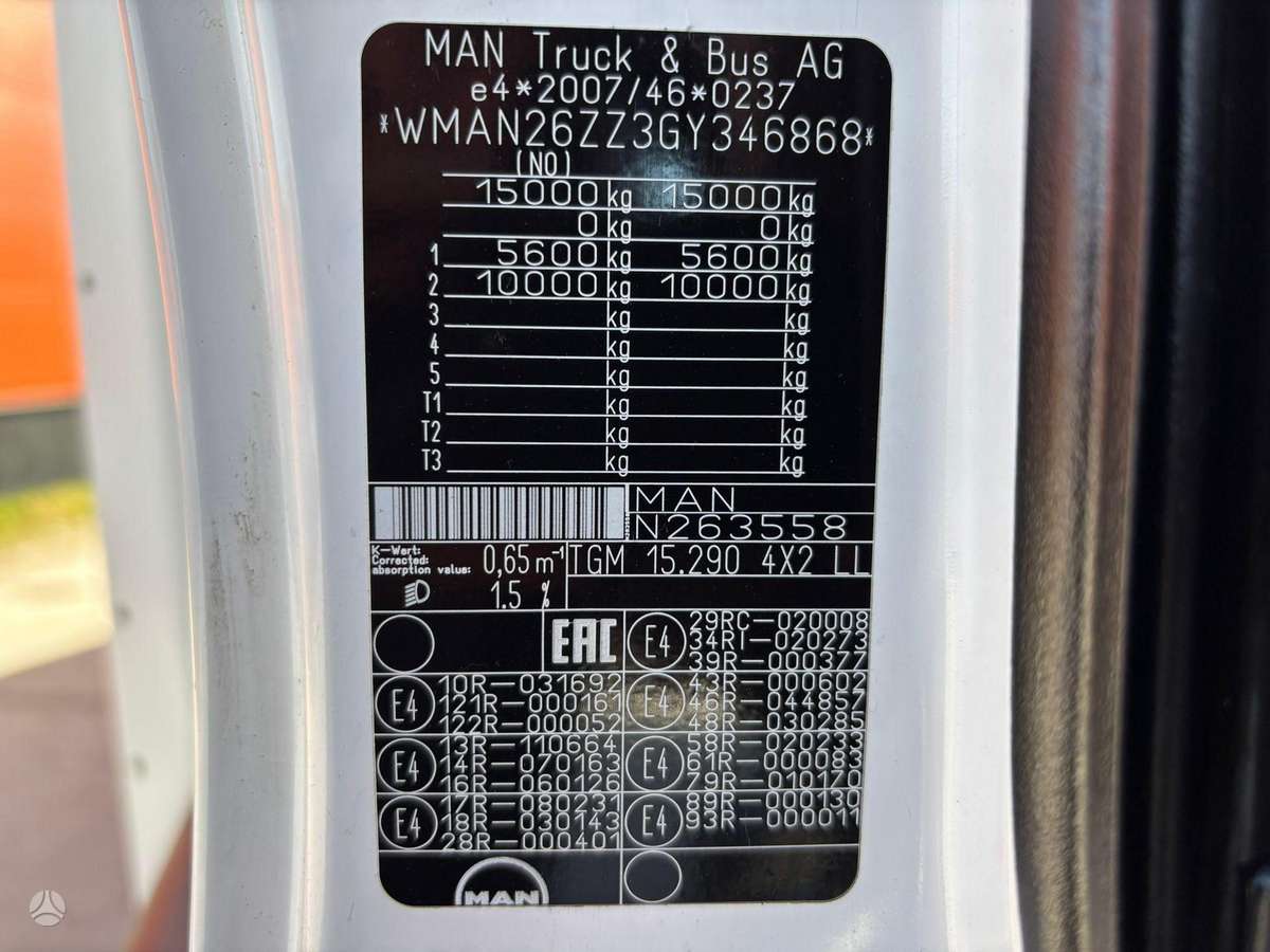 MAN TGM 15.290 4x2, box trucks / box vans
