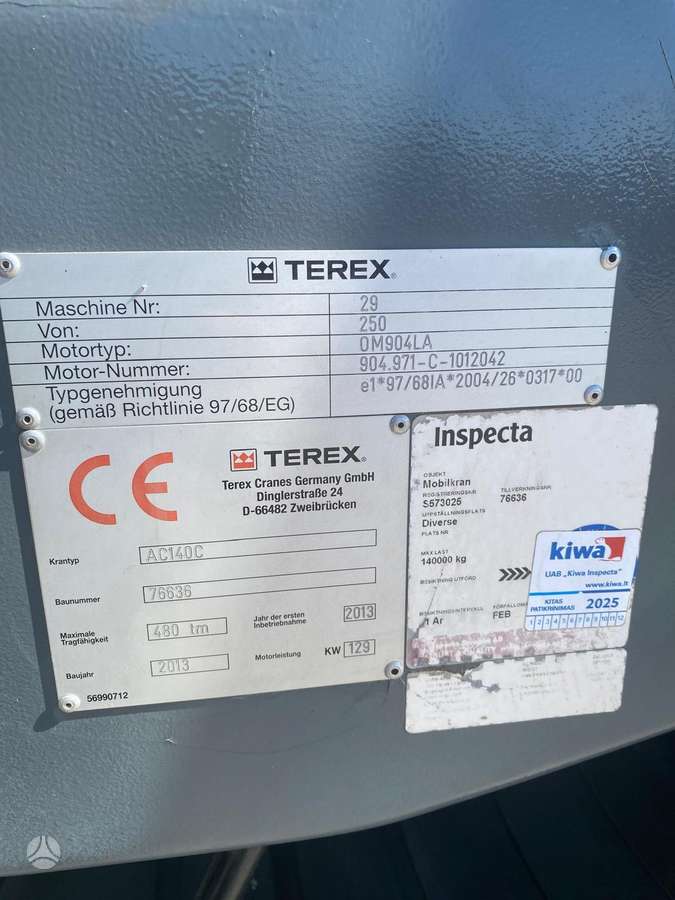 Terex AC140, kranai