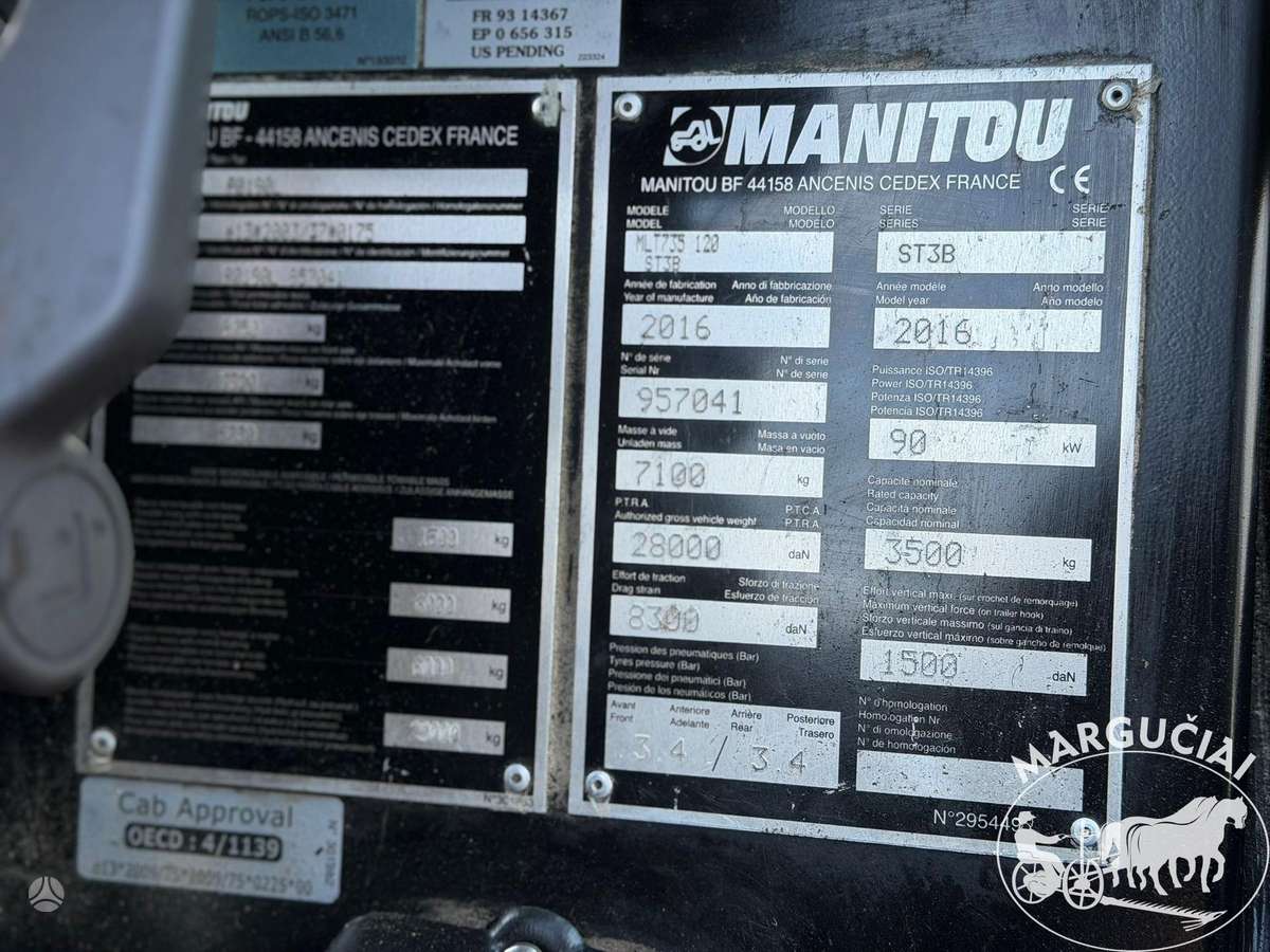 Manitou MLT735 120 ST3B, 122 AG, telescopic handler