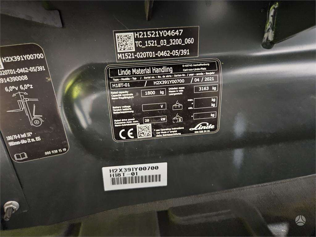 Linde H18T, šakiniai krautuvai