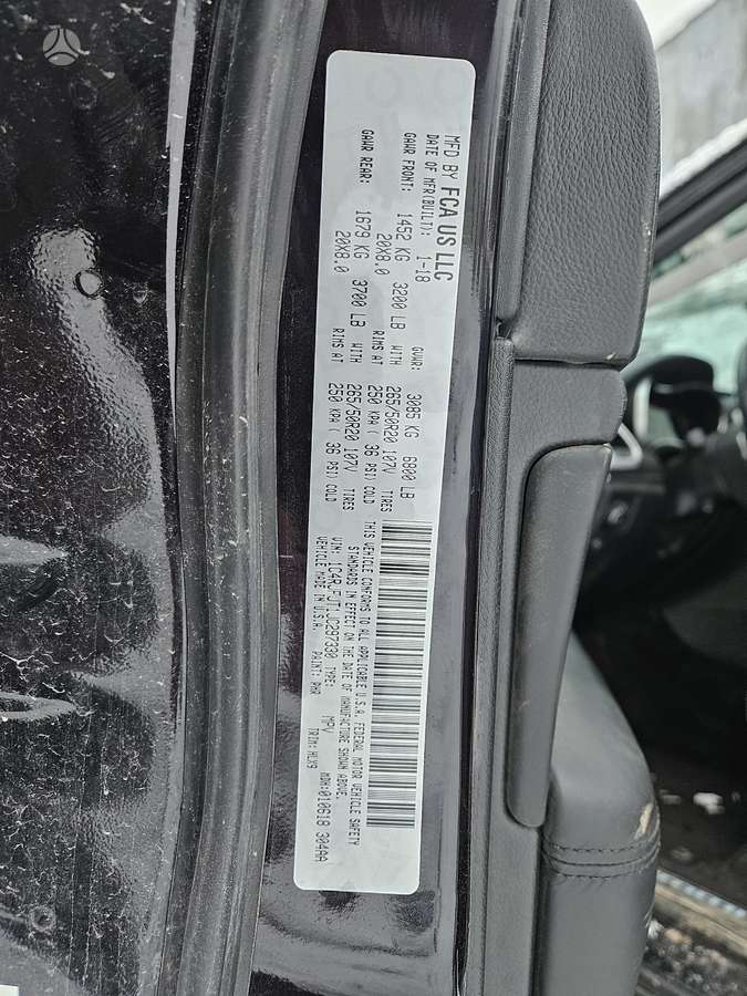 Jeep Grand Cherokee Rida 54208 myliu engine code ezh gearbox code dft 850re col