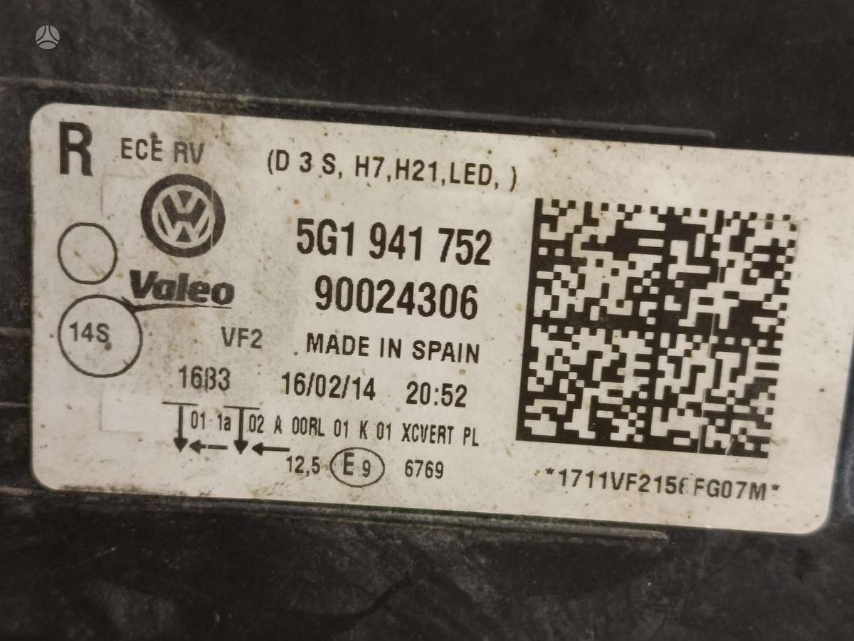 Volkswagen Golf, 5G1941752,, lights