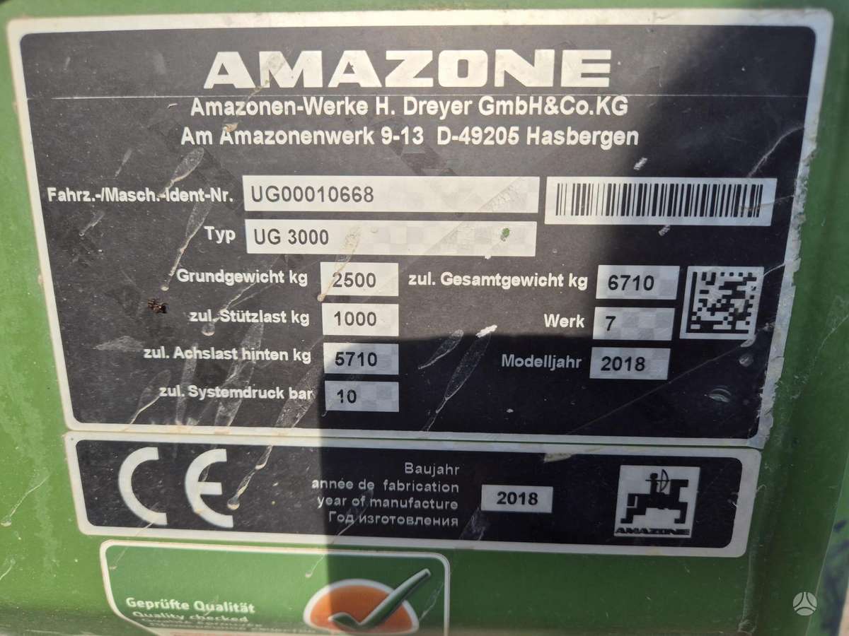 Amazone UG 3000 special, разбрызгиватели