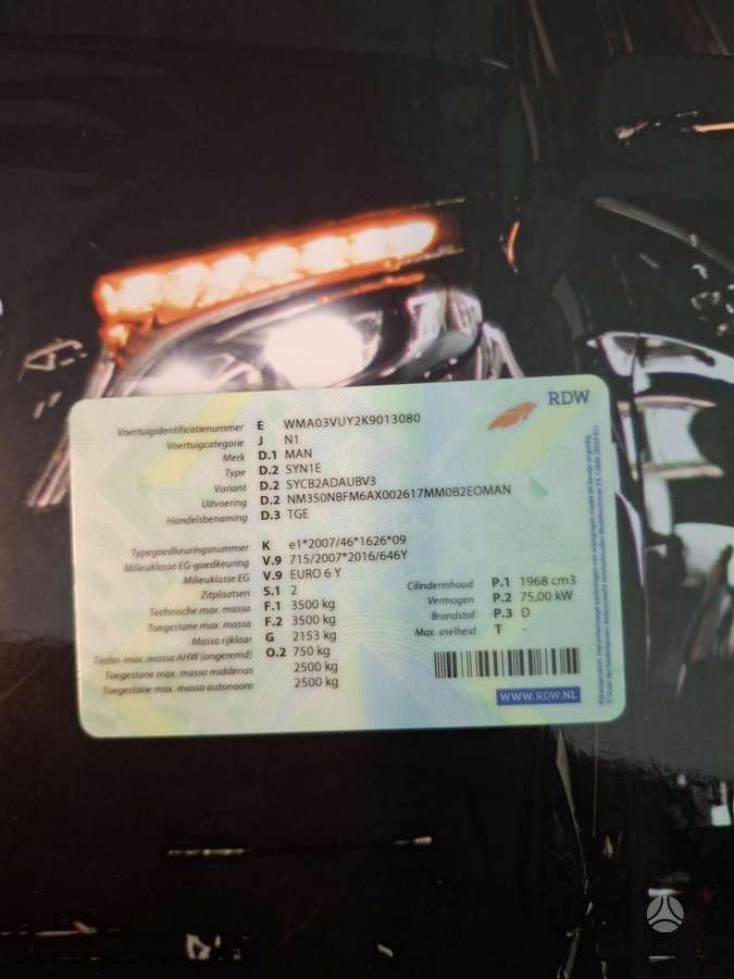 MAN TGE, 2.0 l., komercinis