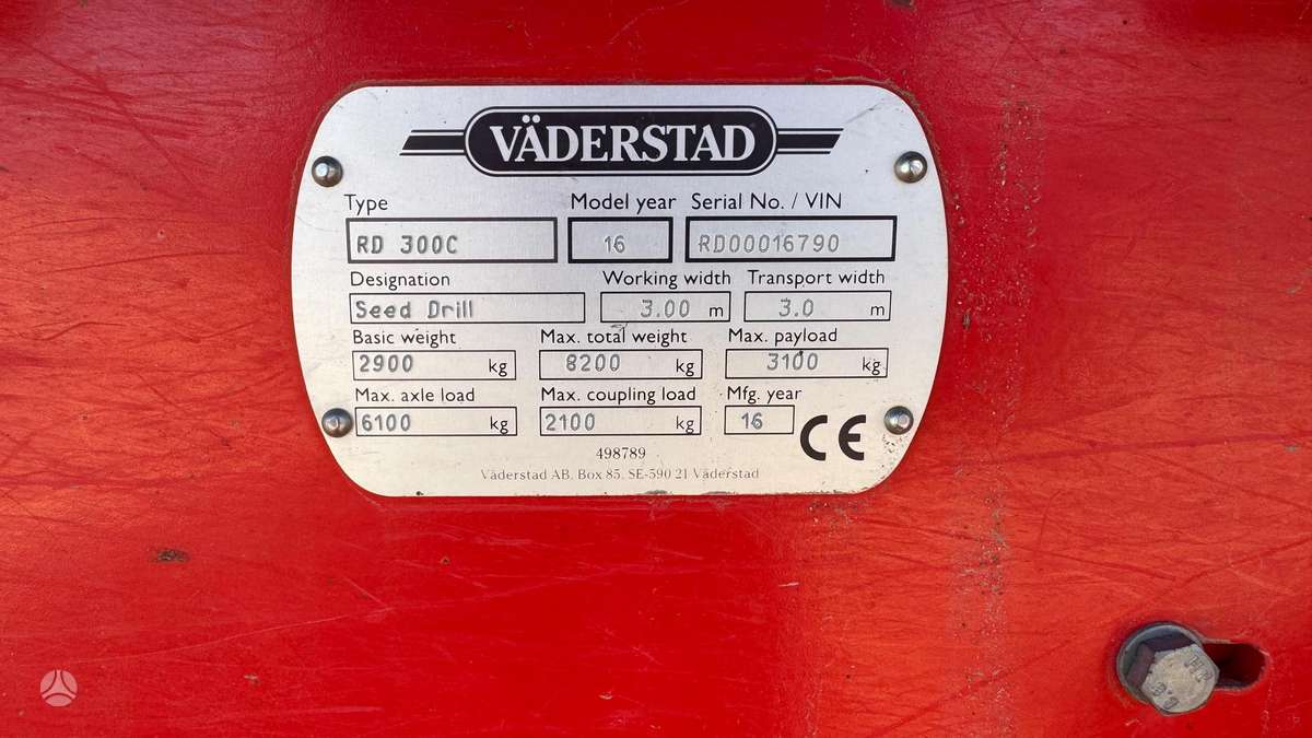 Vaderstad Rapid 300C, sėjamosios, sodinamosios